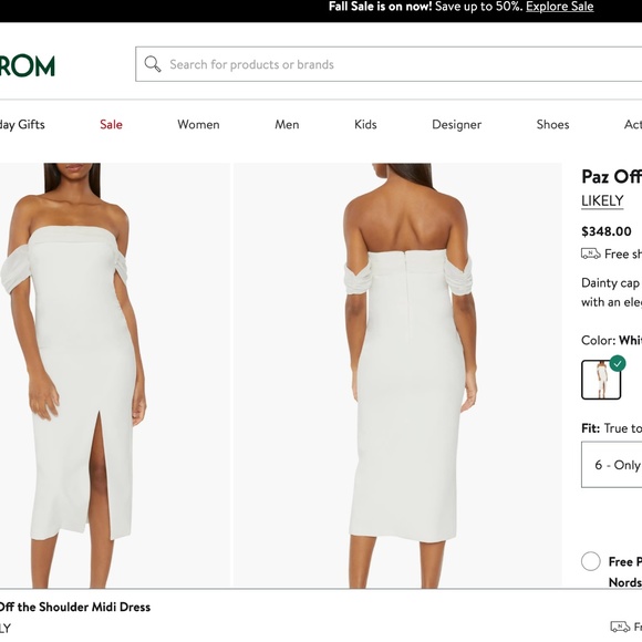 Likely White Off-Shoulder Midi Dress - Picture 8 of 16